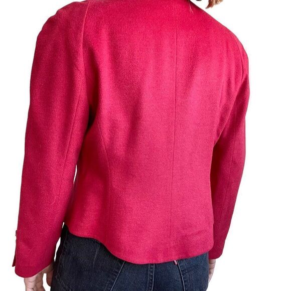Vintage Womens 80s Louis Feraud Wool Cashmere Blend Red Double Breasted Blazer - Picture 6 of 8